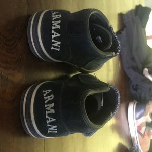 Worn (used) toddler boy Armani JR shoes.